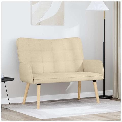 Sofa a Due Posti Crema 115 x 61 x 87 cm Tessuto - Foto 2