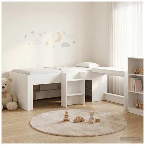 Letto alto per bambini con scrivania Bianco 98.5 x 200 cm - Foto 2