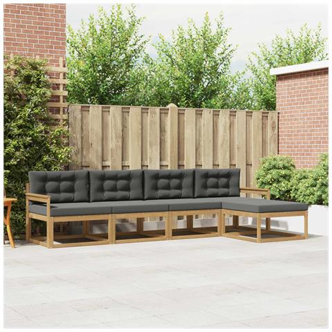 Set di divani da esterno 4 pcs Bianco e Antracite Poliestere - Foto 2