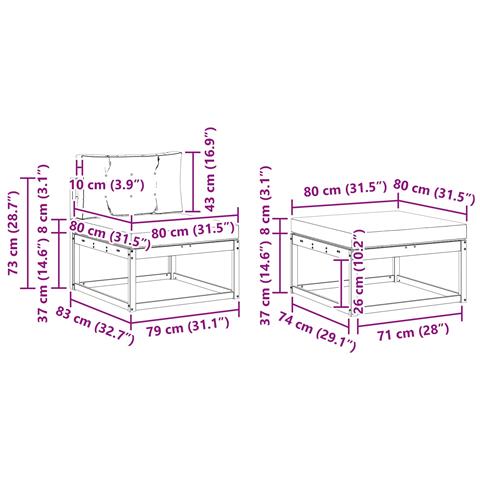 Set di divani da esterno 4 pcs Bianco e Antracite Poliestere - Foto 7