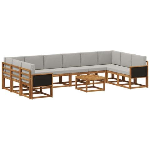 Set di divani da esterno 11 pcs Naturale e Grigio Chiaro - Foto 1