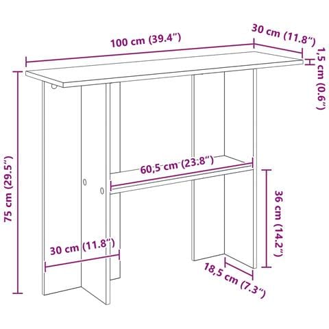 Tavolo consolle Bianco 100 x 30 x 75 cm Legno ingegnerizzato - Foto 9