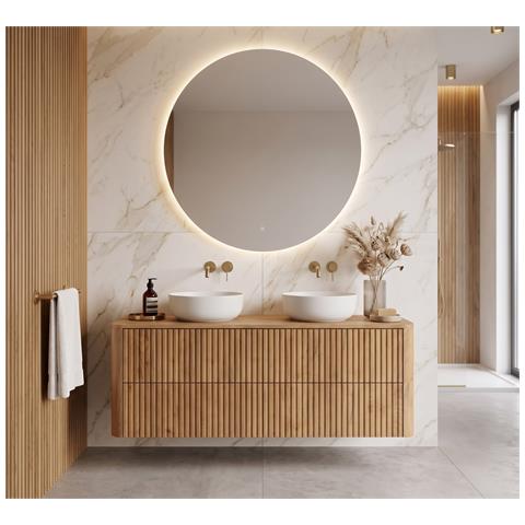 Piano lavabo 80 cm, Arrotondato, Nero opaco, per lavabo da appoggio, LINEA - Foto 1