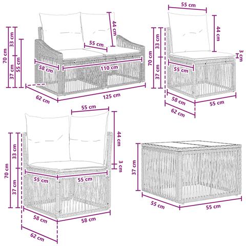 Set Divano da Giardino 9 pz Grigio polyrattan - Foto 2