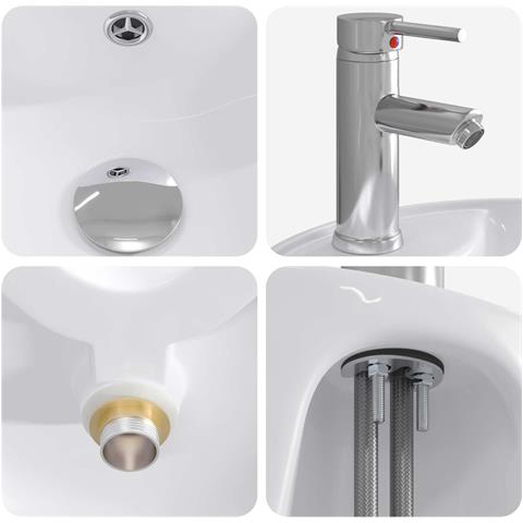Set di mobili per il bagno 2 pz Bianco Legno ingegnerizzato - Foto 2