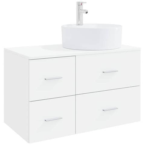 Set di mobili per il bagno 2 pz Bianco Legno ingegnerizzato - Foto 1