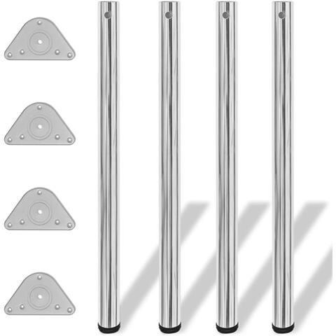 Set 4 Gambe Cromate Tavolo Regolabili Con Staffe Triangolari 870 Mm - Foto 1