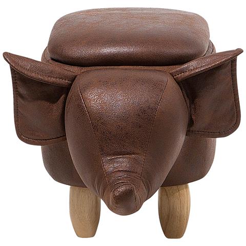 Pouf In Tessuto Similpelle Marrone Scuro Elephant - Foto 20