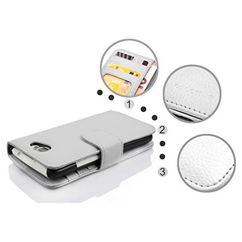 Custodia Compatibile Con Sony Xperia M2 / M2 Aqua In Magnesio Bianco - Coperchio Protettivo Con Chiusura Magnetica E 3 Slot Per Carte - Foto 2