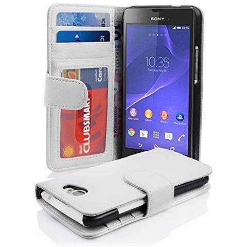 Custodia Compatibile Con Sony Xperia M2 / M2 Aqua In Magnesio Bianco - Coperchio Protettivo Con Chiusura Magnetica E 3 Slot Per Carte - Foto 1