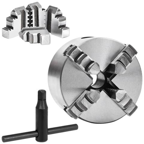 Mandrino Per Tornio A 4 Griffe Autocentrante 80 Mm In Acciaio - Foto 2