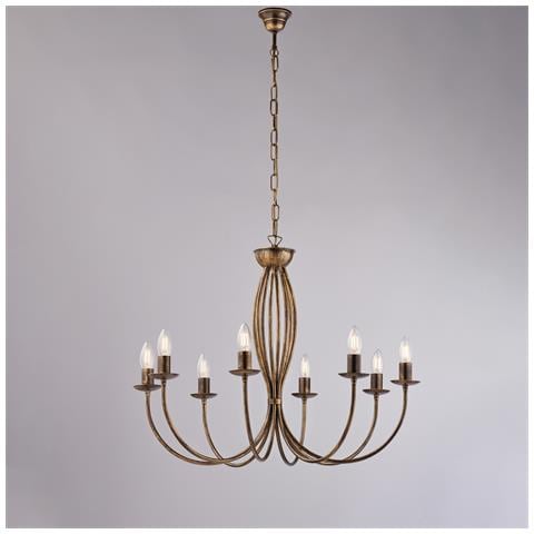 Iris - Plafoniera In Ferro Laccato Marrone Con Decoraz. Oro Antico 2 Luci - Ø74 X 37 - Bl169-pl2-br - Foto 2