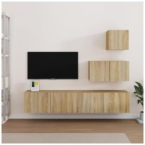 Set Di Mobili Porta Tv 4 Pz Rovere Sonoma In Legno Multistrato - Foto 11