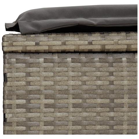 Lettino 1 pz con Cuscino Grigio 201x55x62 cm in Polyrattan - Foto 2