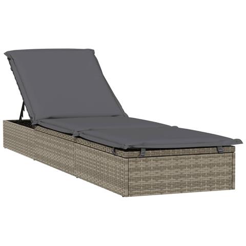 Lettino 1 pz con Cuscino Grigio 201x55x62 cm in Polyrattan - Foto 1