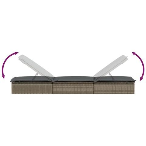 Lettino 1 pz con Cuscino Grigio 201x55x62 cm in Polyrattan - Foto 9