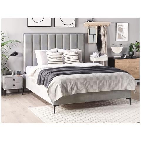 Set Da Camera Da Letto Velluto Sezanne 180 X 200 Cm Grigio Chiaro - Foto 1