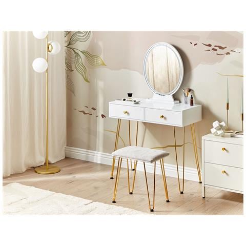 Toeletta Con Specchio E Sgabello Caen Led Bianco - Foto 1