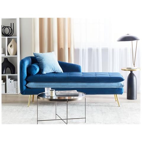 Chaise Longue Versione Sinistra Gonesse Velluto Blu - Foto 1