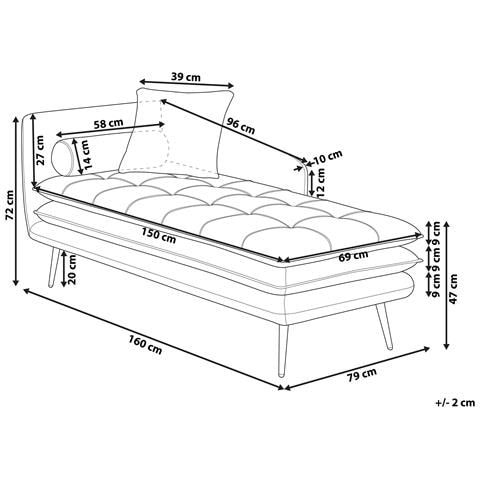 Chaise Longue Versione Sinistra Gonesse Velluto Blu - Foto 8