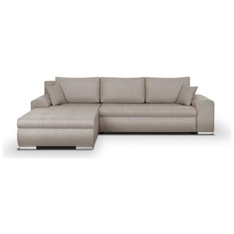 Divano Angolare Trasformabile Reversibile + Contenitore - Tessuto Beige - 289 X 94/188 X 88 Cm - Indian - Foto 1