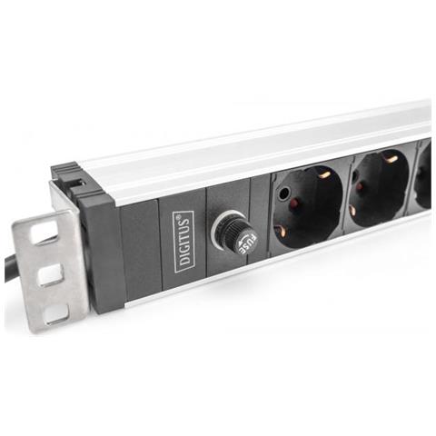 Presa Multipla Con Profilo In Alluminio E Prefusibile, Uscita Italiana 8x, Cavo Di Alimentazione 2 M, Spina Iec C14 - Foto 2