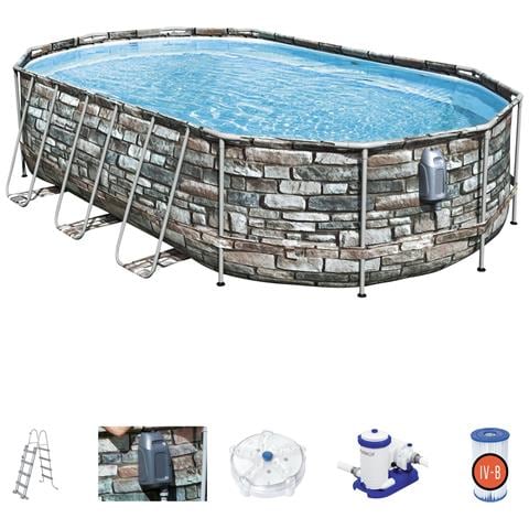 Piscina Ovale Power Steel Comfort Idromassaggio Jet 610x366x122 56719 - Foto 1