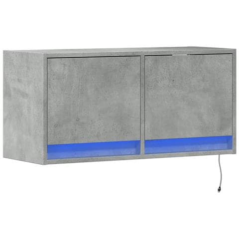 Mobile Tv A Parete Con Luci Led Grigio Cemento 80x31x35 Cm - Foto 3