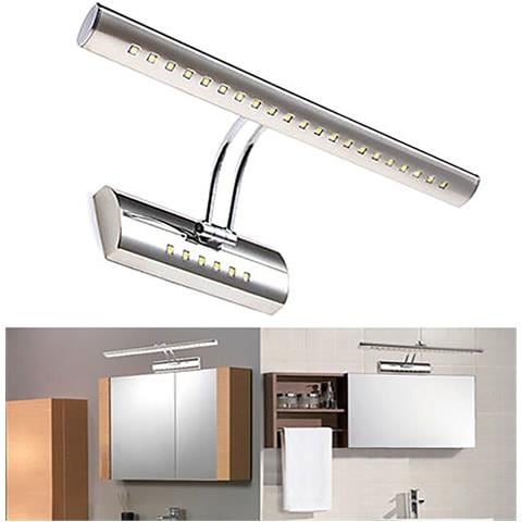 Applique Lampada Parete Muro Specchio Bagno 27 Led 5050 Luce Naturale Cromato - Foto 1