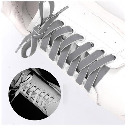 2 Paia Di Lacci Riflettenti - 8 Mm Di Larghezza White L - Foto 2