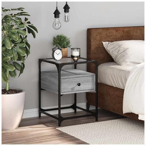 Comodino Grigio Sonoma 40x40x55 Cm In Legno Multistrato - Foto 2