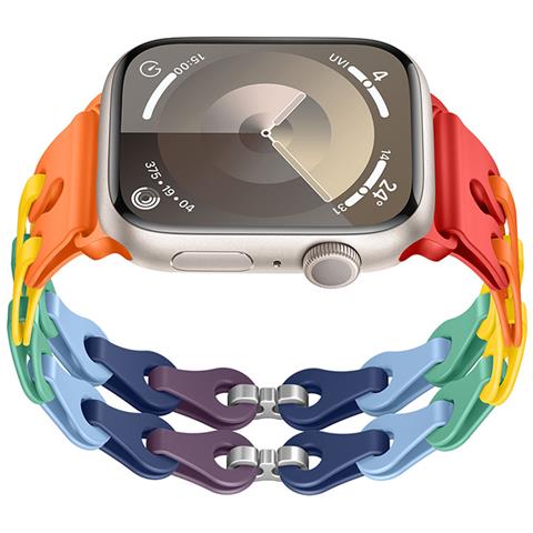 Cinturino Per Apple Watch Series 1-9 E Ultra In Silicone Multicolor 20 Mm - Foto 4