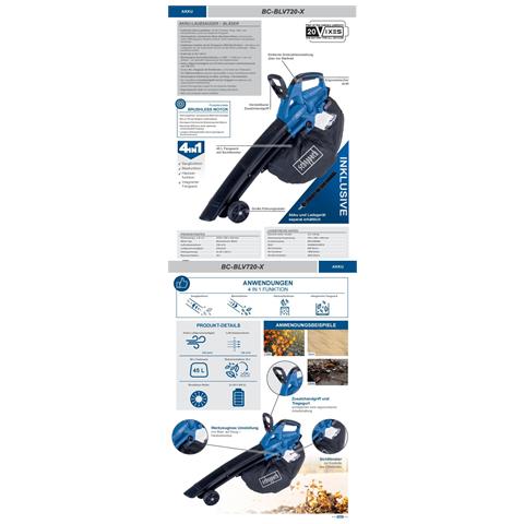 Aspiratore Soffiatore Brushless 2x20v Senza Batteria Ixes Bc-blv720-x - Foto 2