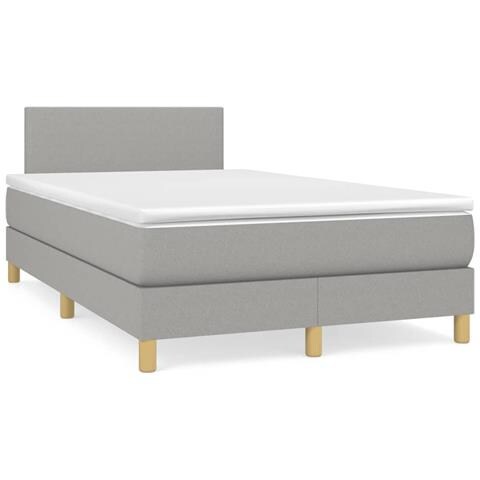 Letto a Molle Materasso e LED Grigio Chiaro 120x190 cm Tessuto - Foto 2
