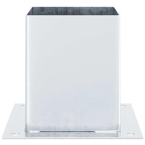 Basi per Pali Quadrate 4 pz Argento 121x121 mm Acciaio Zincato - Foto 2