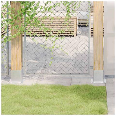 Basi per Pali Quadrate 4 pz Argento 121x121 mm Acciaio Zincato - Foto 1