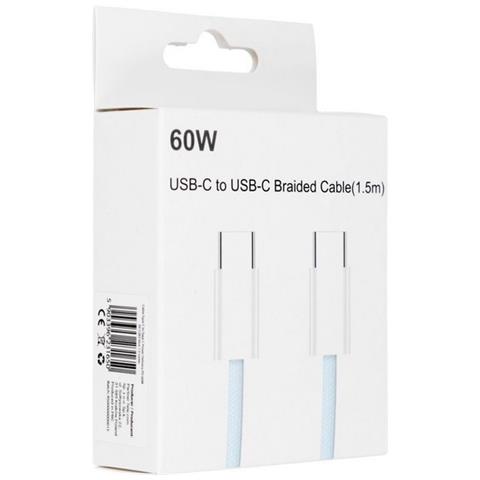 Cavo Dati E Ricarica Pd60w 3a C263 Usb-c To Usb-c Fast Charge 60w 1,5m Blu Per Smartphone Tablet - Foto 1