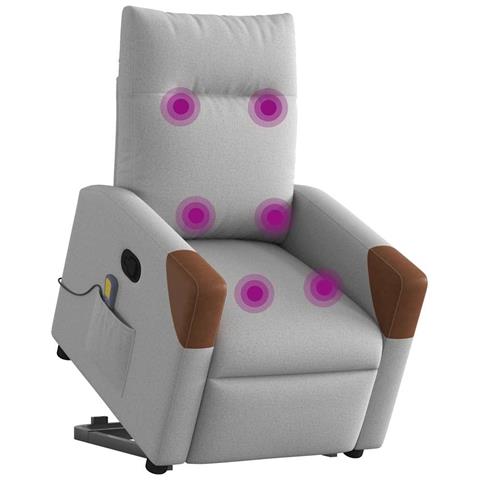 Poltrona Alzapersona Massaggi Reclinabile Grigio Nuvola Tessuto - Foto 3