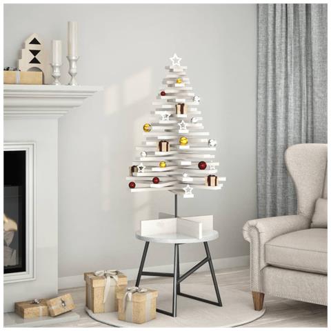 Albero Di Natale Decorativo Bianco 100 Cm In Legno Di Pino - Foto 1