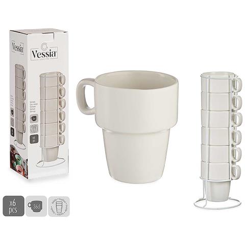 Set Di 6 Tazze Impilabili In Porcellana 36 Cl. - Foto 1