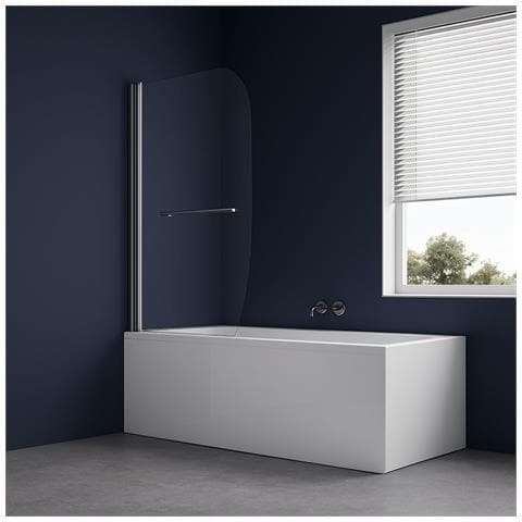 Parete Sopra Vasca Anta Singola Vetro Temperato 140x90cm Orientabile 180 Gradi *** Tipo Di Cristallo : Trasparente - Foto 1