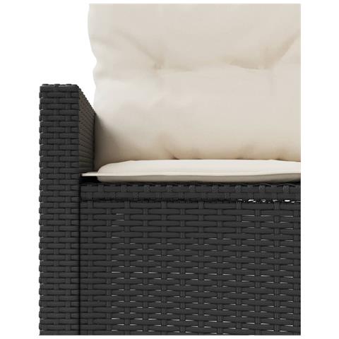 Divano Giardino con Tavolo e Cuscini Circolare Nero Polyrattan - Foto 9