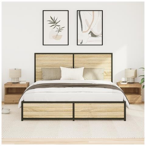 Comodini con Luci LED 2 pz Rovere Artigianale 50x40x45 cm - Foto 2