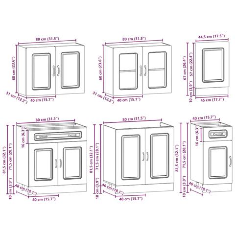 Set Mobili da Cucina 7 pz Kalmar Neri Legno Multistrato - Foto 9
