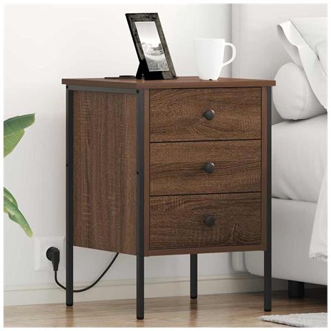 Armadio da Notte con cassetto Rovere marrone 42 x 41 x 61 cm - Foto 2