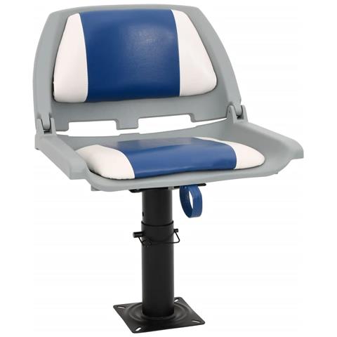 Set Sedile per Barca Pieghevole 2pz Blu e Bianco 48x51x41 cm - Foto 1
