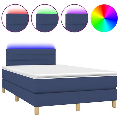 Letto a Molle con Materasso e LED Blu 120x190 cm in Tessuto - Foto 1