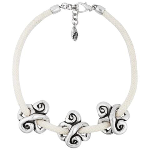 Collana In Cordino E Metallo Argentato - Foto 1