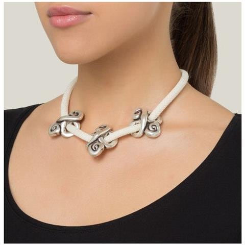 Collana In Cordino E Metallo Argentato - Foto 2