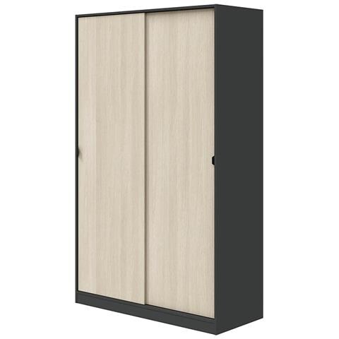 Armadio Camera Da Letto Fiora - Guardaroba 2 Ante 4 Ripiani, 120x200h Cm Nero Antracite - Foto 1